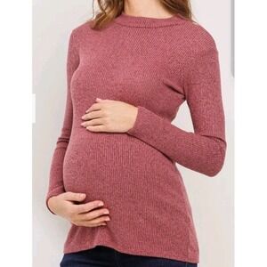 Hello MIZ Maternity  Dusty Rose sweater Mock‎ Neck Size Large NWT